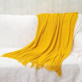 Office Thickened Warm Woven Shawl Blanket (Option: Turmeric-127x152cm)