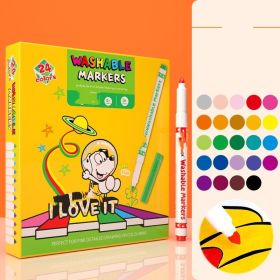 Children's Watercolor Pen Set Skin Friendly And Washable Color Pen (Option: 24pcs long model)