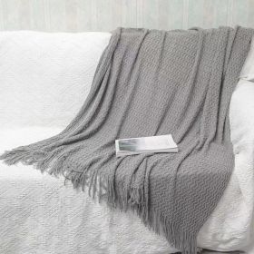 Office Thickened Warm Woven Shawl Blanket (Option: Grey-130x200cm)