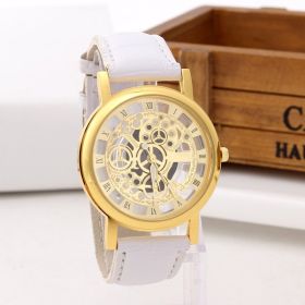 Men's Fashion Hollow Belt Watch (Option: Gold white)